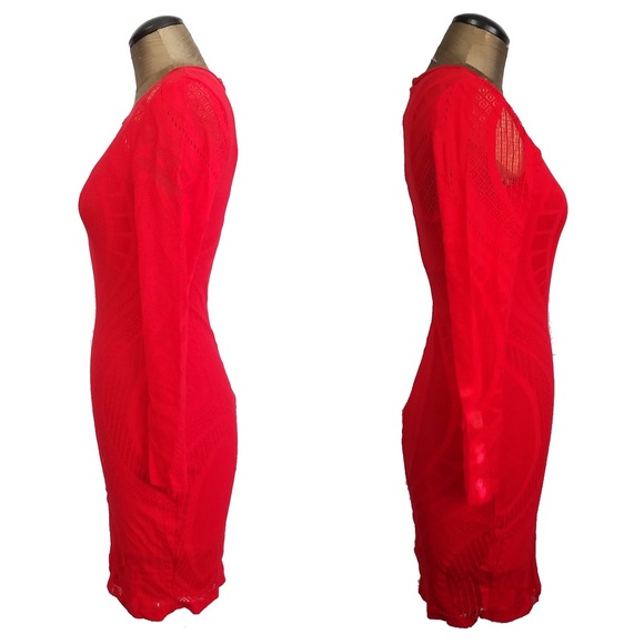 -NEW- Boutique Bodycon stretchy red club dress - Picture 6 of 8